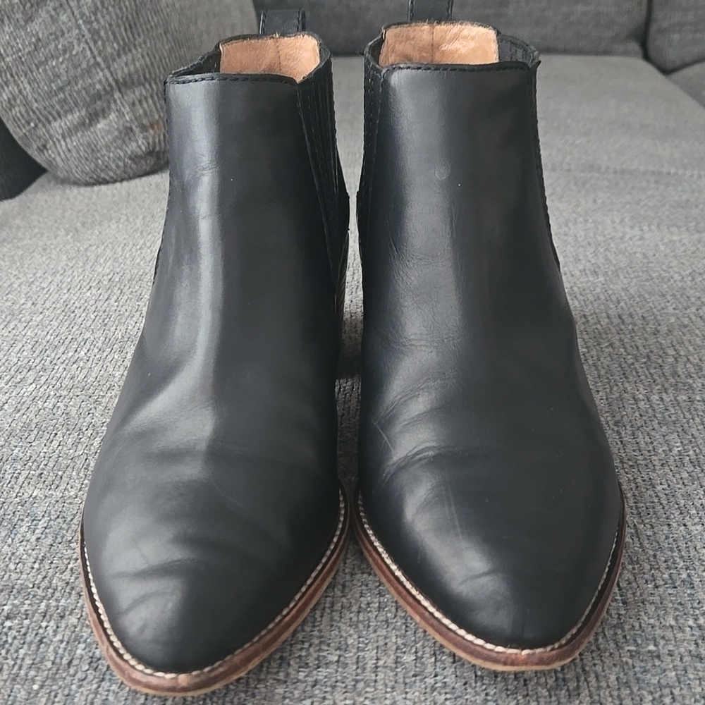 Madewell Black Leather Bonham Chelsea Western Ankle Booties Size 9.5 - Picture 3 of 16